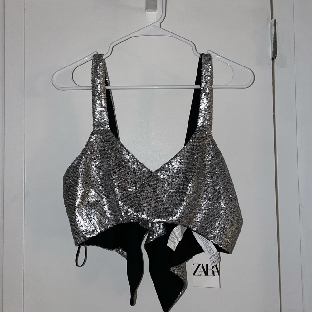 Silver Sequined Zara Crop Top